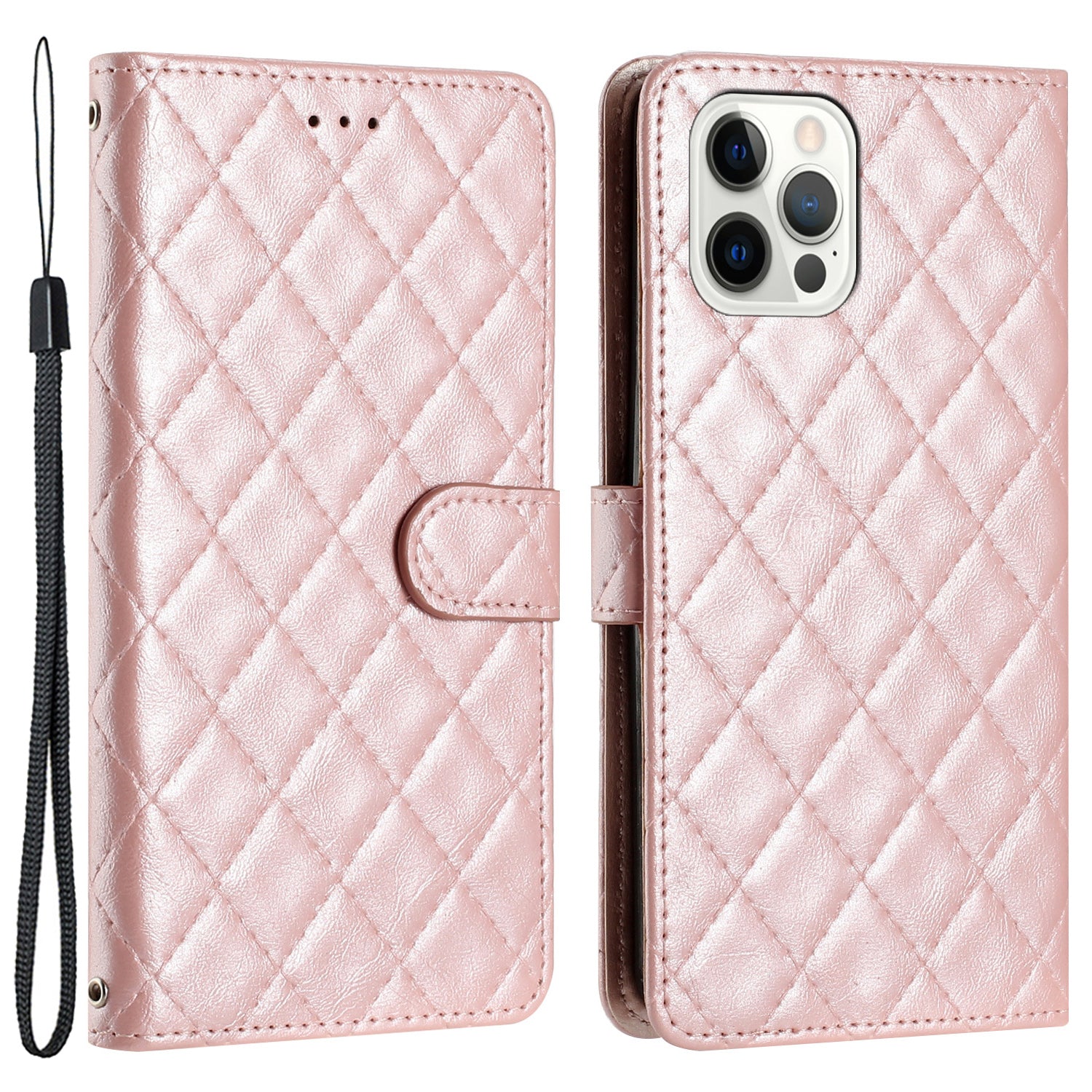 For iPhone 12/12 Pro PU Leather Phone Cover Wallet Stand Stitching Line Rhombus Texture Phone Case For iPhone 12/12 Pro PU Leather Phone Cover Wallet Stand Stitching Line Rhombus Texture Phone Case